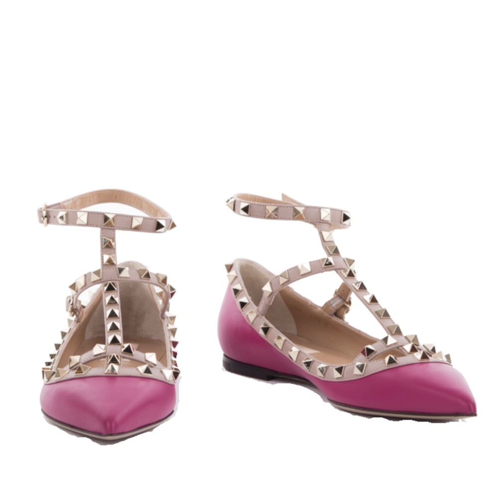 Valentino Garavani Pink Studded Flats 36.5 authentic box